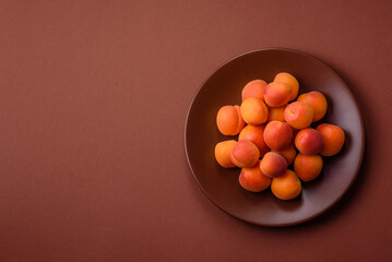 Fresh ripe fruit apricots are red yellow in color