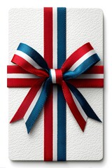 Obraz premium Celebrate Flag Day and Independence Day with a patriotic gift wrapped in red, white, and blue ribbon