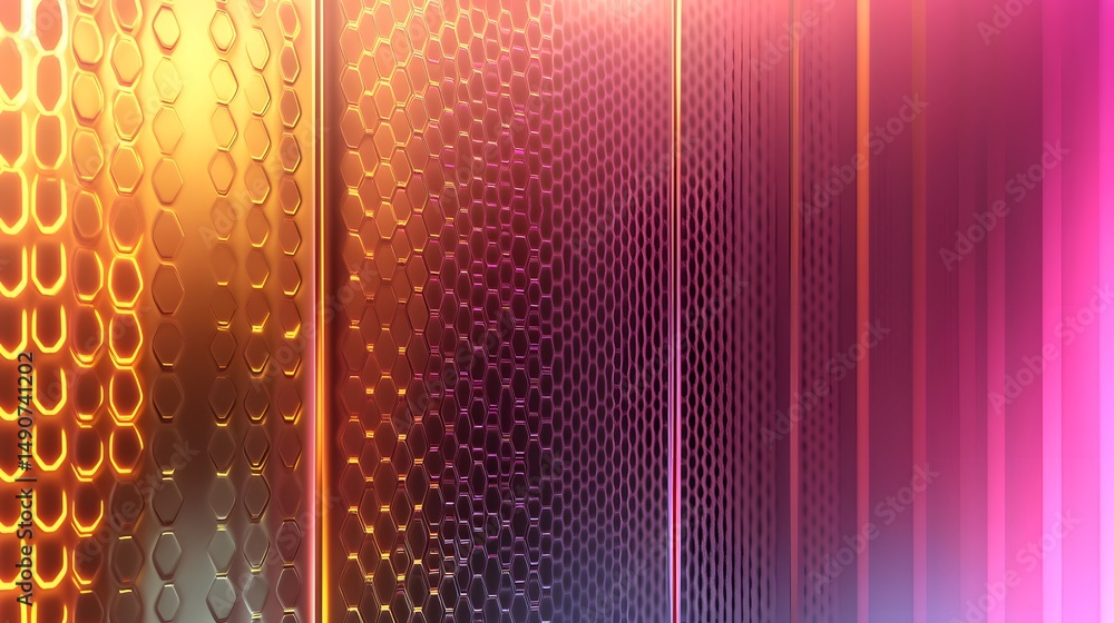 Poster vibrant abstract background with hexagonal shapes and colorful lights