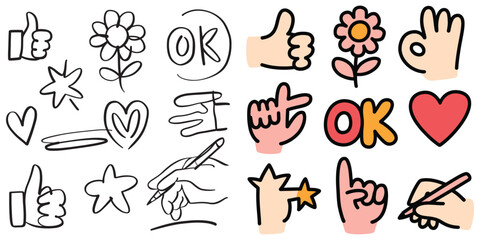 Fototapeta premium vector Hand prints and gesture icons vector set illustration
