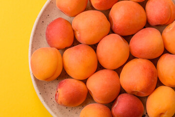 Fresh ripe fruit apricots are red yellow in color