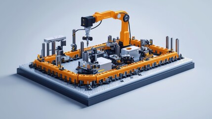 Fototapeta premium Image of a sensor-equipped robotic device on a blue background.