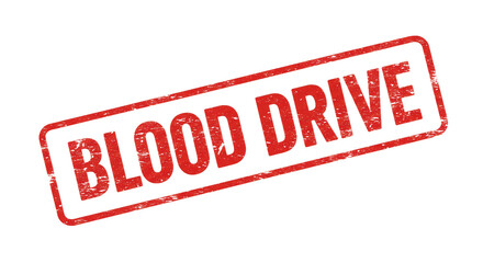 Red stamp urging a blood drive