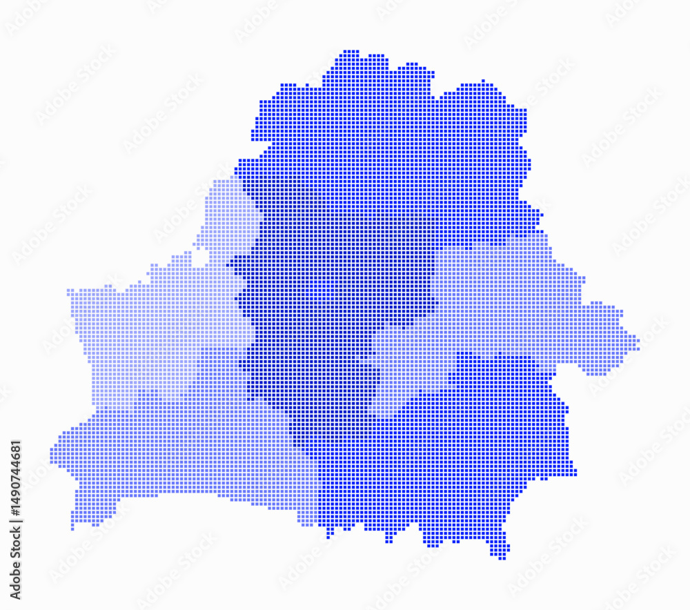 Poster belarus dotted map. digital style map of the country on white background. belarus shape with square 