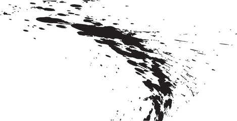 black ink splat. Black ink splash texture painting. Black ink spots set on transparent background. Ink illustration.	