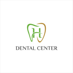 Dental Letter H Logo. Modern Minimalist Tooth Symbol for Clinic Branding. Creative Oral Care Icon for Dentist, Smile Treatment, Hygiene, Medical Health, Implant, and Orthodontic Vector Template