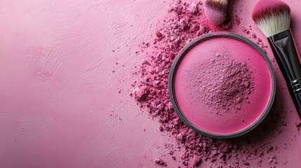 Pink makeup powder product photography