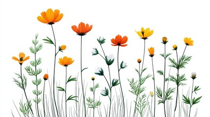 Fototapeta premium Soft Watercolor Painting of Blooming Wildflowers