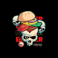 Skull x Burger tshirt design