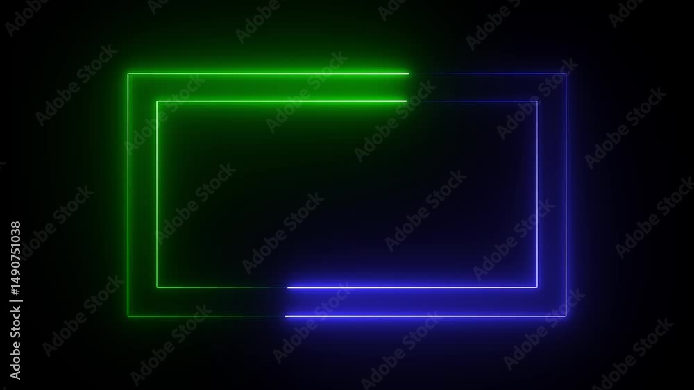 Canvas Prints neon lamp light rectangle border. abstract neon sign rectangle icon animation on black background.