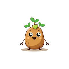 Quirky Anthropomorphic Potato Character in Enchanted Vegetable Garden Vector Illustration.