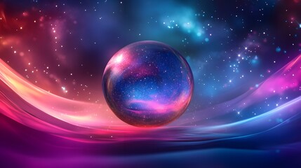 Fototapeta premium Ethereal Galaxy Sphere in Vibrant Colorful Cosmic Background