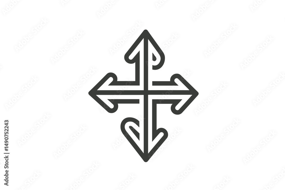 Poster different ways arrows, icon in line design. ways, arrows, directional arrow, navigation sign, multi-