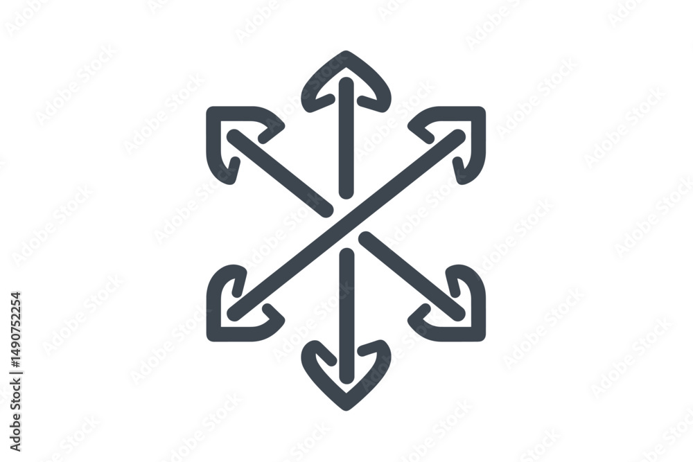 Poster different ways arrows, icon in line design. ways, arrows, directional arrow, navigation sign, multi-