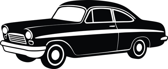 Classic 1950s American Car Silhouette Retro Vector Illustration