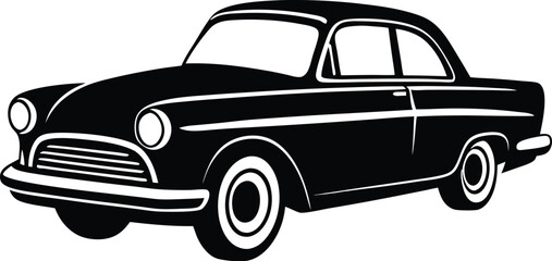 Classic American 1950s Car Silhouette Retro Vector Illustration