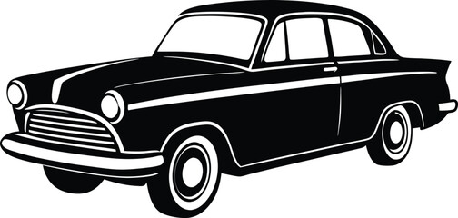 Classic 1950s American Car Silhouette Retro Vector Design