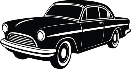 Classic American 1950s Car Silhouette Retro Vector Illustration