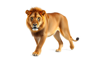 Obraz premium Lion walking in nature wildlife illustration safari environment realistic view