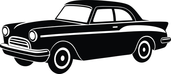 Classic American 1950s Car Silhouette Retro Minimal Design