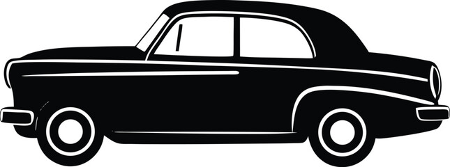 Classic American 1950s Car Silhouette Retro Vector Illustration