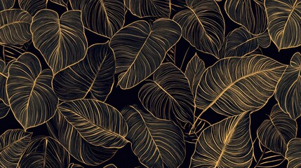 Gold leaf patterns on dark background