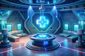 Futuristic Emergency Room Sci-Fi Medical Facility Background Image