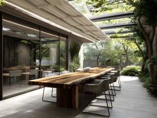 Fototapeta premium Sliding Roof Panel Dining Pavilion