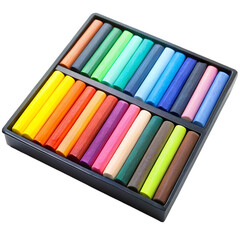 Naklejka premium 36 Soft Pastel Set Vibrant Colors Artist Grade Pastels Drawing Painting Supplies isolated on transparent background