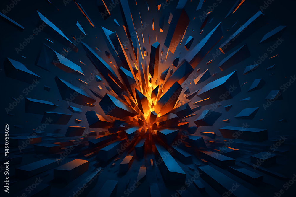Poster abstract explosion with dynamic color contrast.