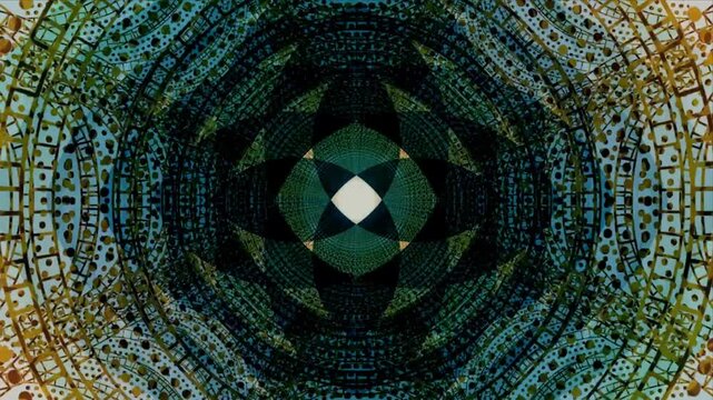 Abstract technology artistic background animation. Future technology, science, tech innovations flowing   floral green golden color artistic effect seamless loop animation. 4k