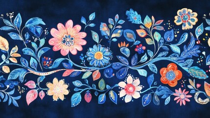 Delicate floral border with vibrant colors and intricate details