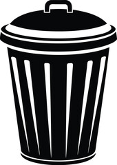 Trash bin silhouette, Trash bin icon, waste container symbol