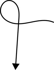 Hand drawn arrows. Hand drawn freehand different curved lines, swirls arrows. Curved arrow line. Doodle, sketch style. Isolated Vector illustration.