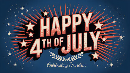 “Patriotic 4th of July Celebration Graphic with Fireworks and Stars”
