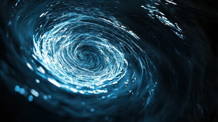 Mystical Vortex: Blue Swirl Energy Ripples in Oceanic Depths with Abstract Galactic and Sci-Fi Background Visuals and Water Texture