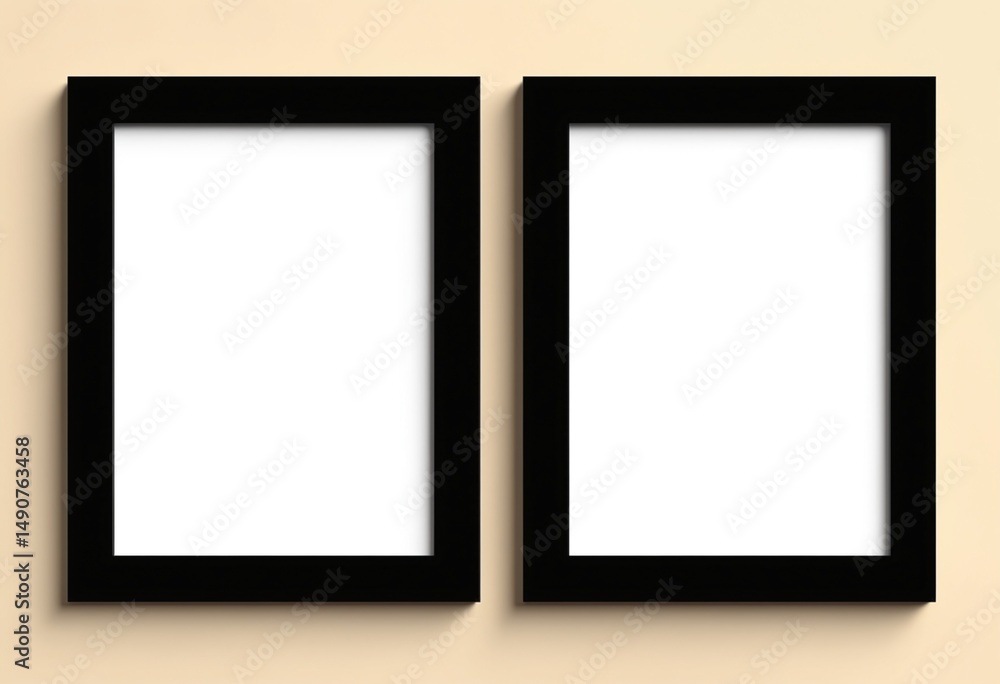 Poster blank rectangle photo frames template in a gallery wall style with black borders. used as a printabl