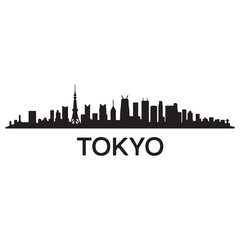 Fototapeta premium Tokyo city skyline horizontal banner. Black of Tokyo city, Japan. Vector template for your design. Vector black silhouette. with white background