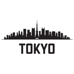 Fototapeta premium Tokyo city skyline horizontal banner. Black of Tokyo city, Japan. Vector template for your design. Vector black silhouette. with white background