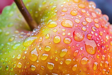 Vibrant Rainbow Pear with Water Droplets Varient 2