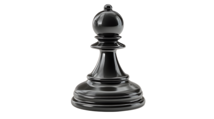 A sleek black chess pawn, symbolizing strategy and intellect in a game of chess.
