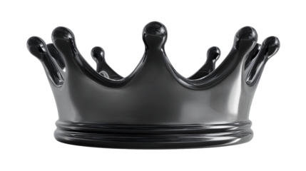 An elegant shiny black crown with intricate peaks, symbolizing royalty and power.