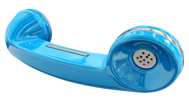 A bright blue vintage telephone receiver with a sleek design, symbolizing communication and connection.