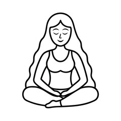 minimalist girl meditating line art icon