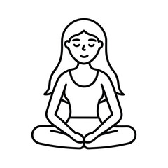minimalist girl meditating line art icon
