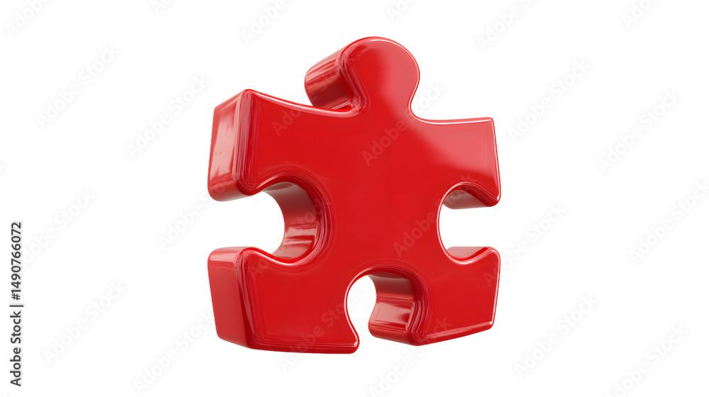 Aufkleber a glossy red puzzle piece, symbolizing connection and problem-solving.