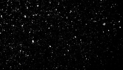 Falling Snow on Black Background.