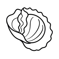 minimalist line art vector of oyster shell