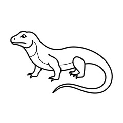 minimal line art vector of komodo dragon reptile