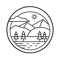 minimal nature icon outline line art vector